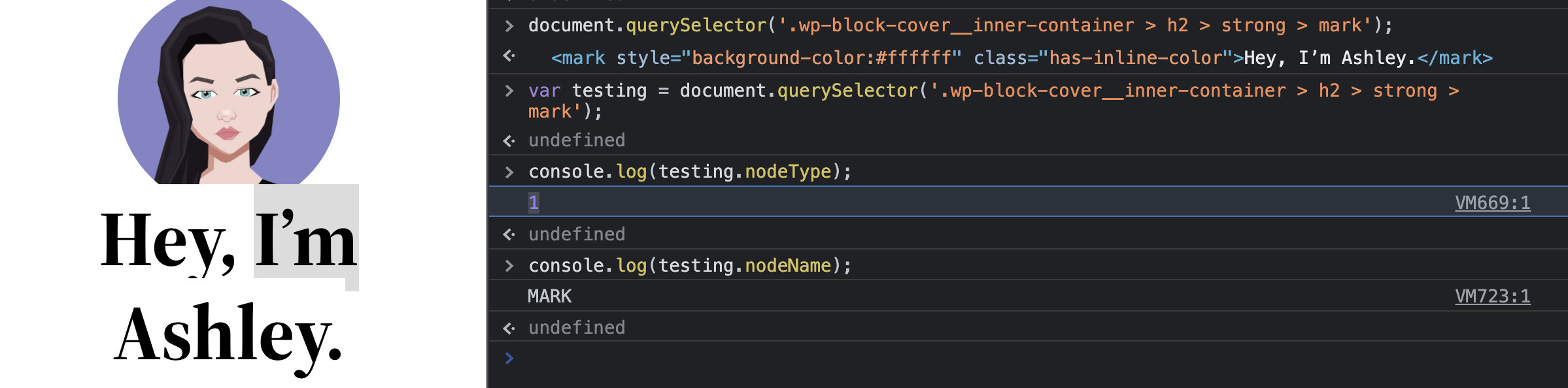 How to Check DOM nodeTypes & nodeNames